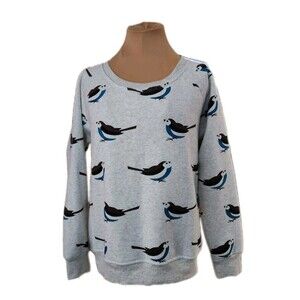 L.A. Soul Bird Print Sweatshirt‎ Women’s Medium Gray Crewneck Cozy Pullover